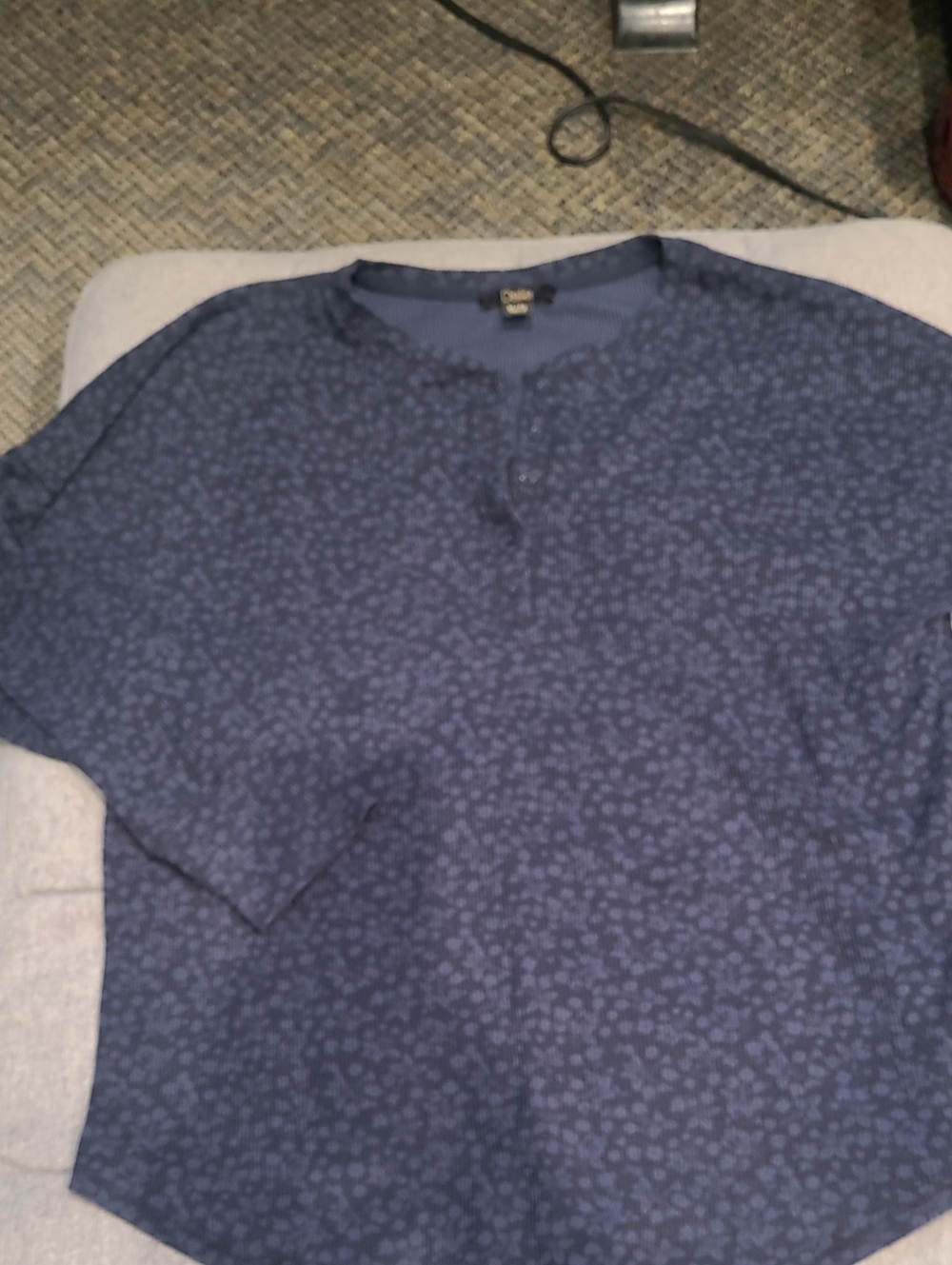 Dalia Blue Patterned Long Sleeve Henley